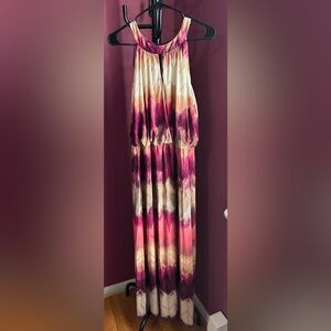 London Times Sleeveless Maxi Dress in a Tie-Dye Pattern Size 16